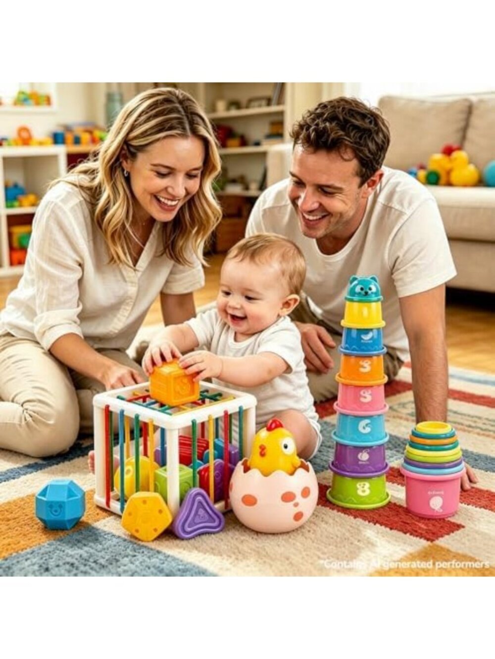 17PCS Montessori Educational Toys for 1 Year Olds, Stacking Cups & Shape Sorter - Picture 2 of 7